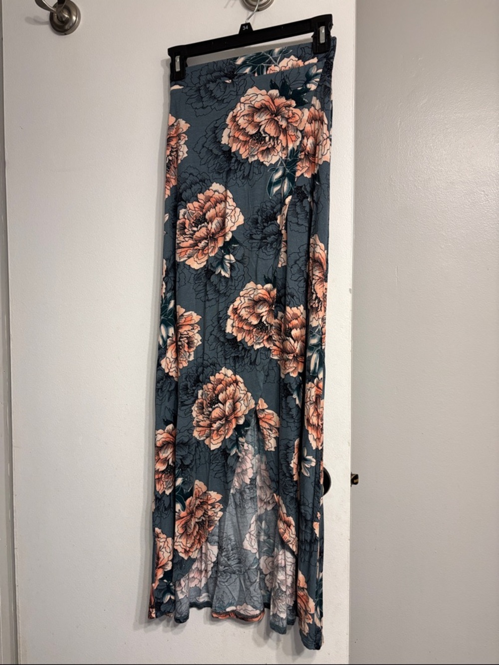 Charlotte Russe Floral Maxi Skirt in Teal and Peach